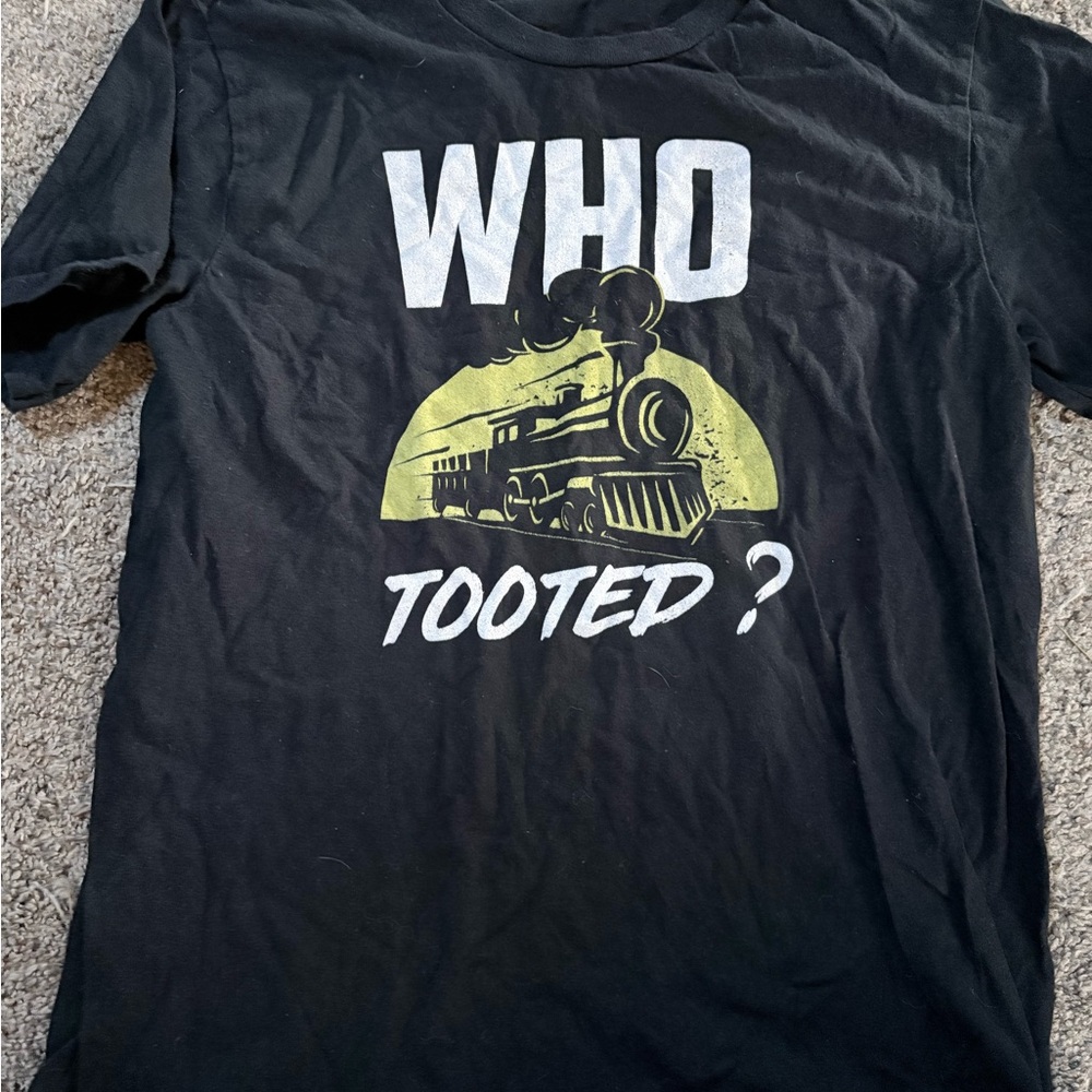 Black Graphic T-Shirt with Train Design